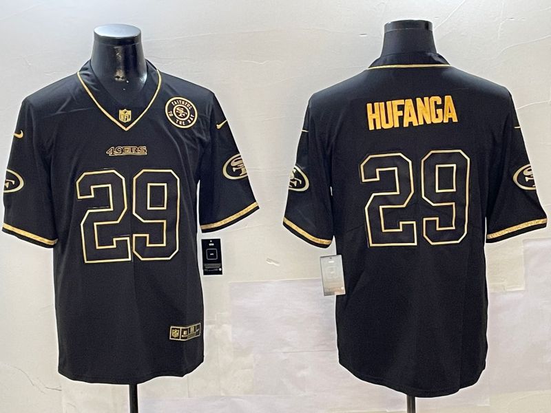 Men San Francisco 49ers #29 Hufanga Black Gold Throwback 2024 Nike Limited NFL Jersey style 3->san francisco 49ers->NFL Jersey